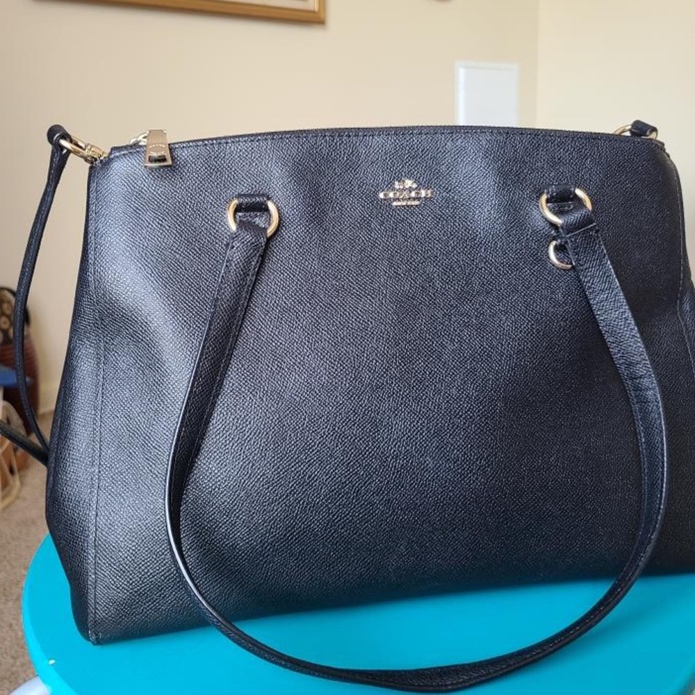 COACH Saffiano Leather Double-Zip Tote/ Satchel